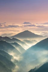 Foto auf Acrylglas Lachsfarbe 早朝の三越峠からの眺め