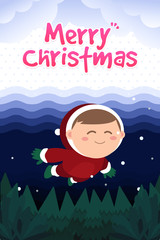 Merry Christmas Santa Flat Vector Background