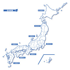ニホン地図 シンプル白地図（無地）