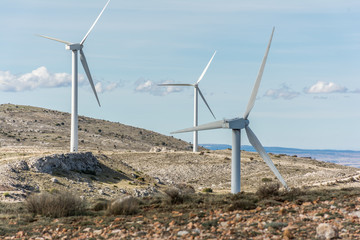 The 'Grado de Pico' wind farm located in the municipality of Ayllón (Segovia) located in the provinces of Soria, Segovia and Guadalajara (Spain)