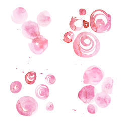 Beautiful watercolor ink drops on white paper, splatter spreading on clear background. Perfect for motion graphics, digital composition.