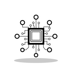 Microchip icon in flat style. Computer chip symbol for your web site design, logo, app, UI Vector EPS 10.