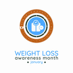 Vector illustration on the theme of Weight loss awareness month of January.