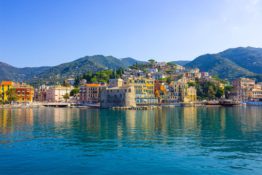Travel view of town Rapallo at Italy