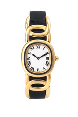 Gold wrist watch isolated on white with clipping path