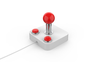 Retro game joystick, mock up template on isolated white background, 3d illustration