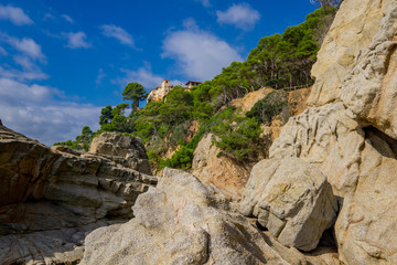Seascape of resort area of the Costa Brava near town Lloret de Mar in Spain