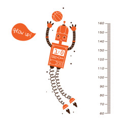 Kids height ruler with a robot and a ball for wall decals, wall stickers - Vector