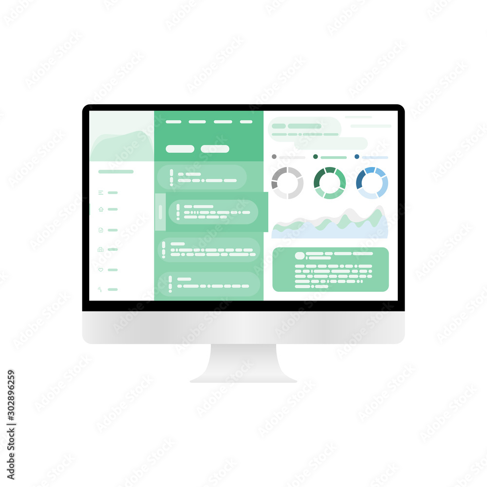 Fototapete web design. website template for monitor. elements for monitor and web applications. user interface 
