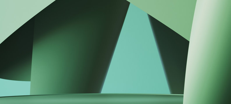Abstract background for branding, identity and packaging presentation. Podium and beige color paper background. 3d rendering illustration.
