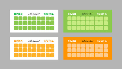 Collection of British bingo tickets with place for numbers. Vector lottery cards for party. Ready for print