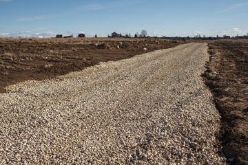 The street in the cottage settlement under construction