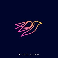 Bird Line Illustration Vector Template