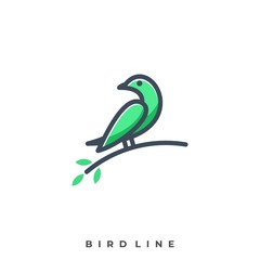 Bird Line Illustration Vector Template