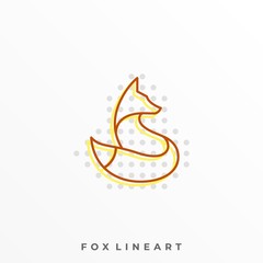Fox Line Art Illustration Vector Template
