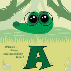 Alphabet in pictures with animals. Cute animals, abc