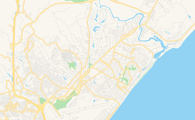 Fototapeta na wymiar Printable street map of Lauro de Freitas, Brazil