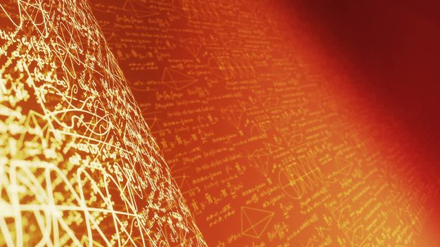 Math Background Loop. Math Pattern. Mathematical Formulas. The Depth of Field.