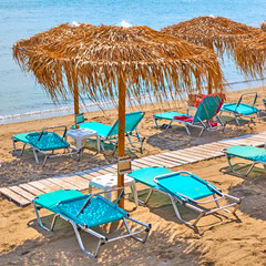 Beach with parasols