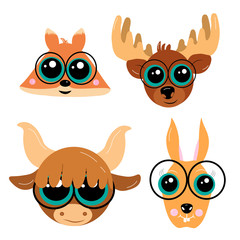 Cute animals postcard, card, wild animals, safari, domasticn mammals