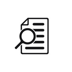 File search icon, document search, vector isolated. Document with magnifier loupe business concept.