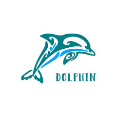 Jumping dolphin silhouette icon shape. Dolphin vector illustration