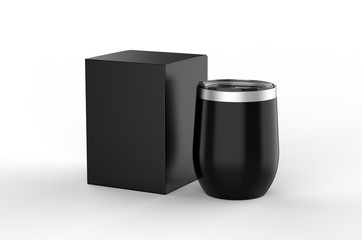 Blank  Insulated Stainless Steel Wine Cup Gift Box For Branding. 3d render illustration.