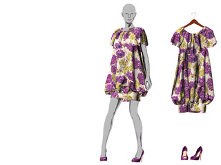 3d render purple color woman dress