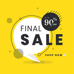Final Sale label. Trendy flat vector bubble. Social media web banner for shopping, sale, product promotion. Vector backgrounds. Applicable for covers, placards, posters, flyers and banner designs.