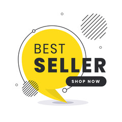 Bestseller label. Trendy flat vector bubble. Social media web banner for shopping, sale, product promotion. Vector backgrounds. Applicable for covers, placards, posters, flyers and banner designs.