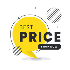 Best price label. Trendy flat vector bubble. Social media web banner for shopping, sale, product promotion. Vector backgrounds. Applicable for covers, placards, posters, flyers and banner designs.