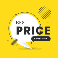 Best price label. Trendy flat vector bubble. Social media web banner for shopping, sale, product promotion. Vector backgrounds. Applicable for covers, placards, posters, flyers and banner designs.