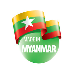 Myanmar flag, vector illustration on a white background