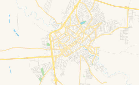 Printable street map of Jau, Brazil