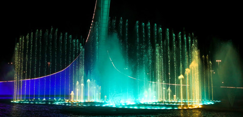 Dancing fountain of green in the park