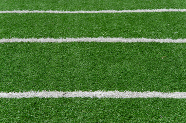 white line as running lane on the green grass