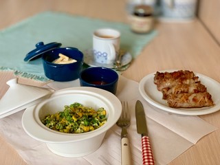healthy homemade breakfast in the kitchen