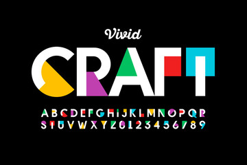 Modern vivid color style font, vibtant alphabet, letters and numbers © piai