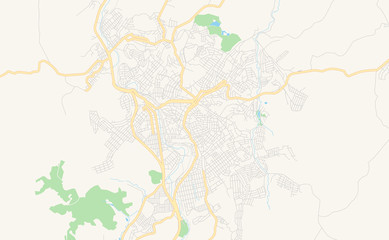 Fototapeta na wymiar Printable street map of Conselheiro Lafaiete, Brazil