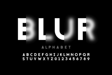 Blurry style font design, alphabet letters and numbers