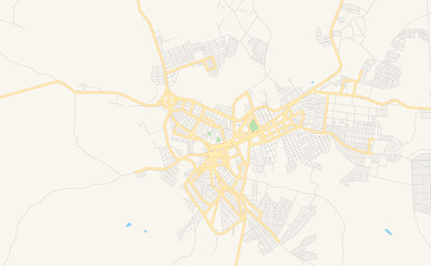 Fototapeta na wymiar Printable street map of Garanhuns, Brazil