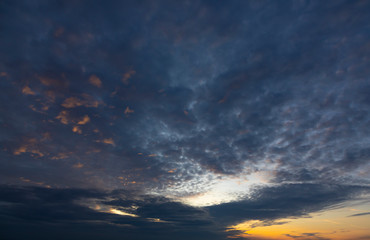 sky with dramatic clouds after the sunset