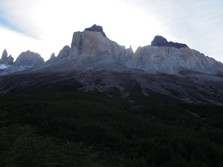 Magnificent mountain and blue sky view with lingering snow, Torres del Paine trekking, Torres del Paine National Park, Patagonia, Chile
