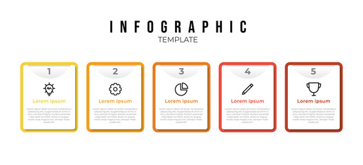 Infographic list template with 5 column points and icons