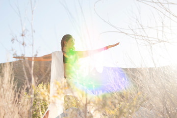 Reiki Light Warrior woman in nature. 