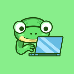 smart programmer Frog coding on the laptop notebook computer