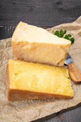 Cheese collection, hard cheeses from North Italy, aged Maniva cheese from Alps, parmesan from Parma...