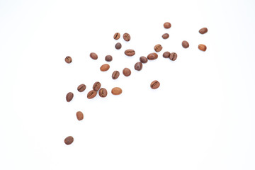  fragrant coffee beans on a white background