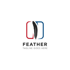 pen feather logo and icon vector illustration design template
