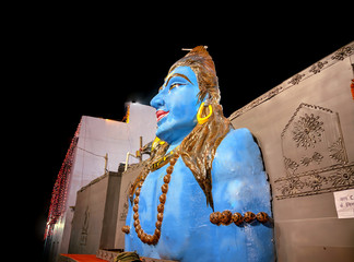 Lord shiva big sculpture outside the temple.